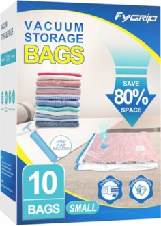Packaging for vacuum storage bags with hand pump.